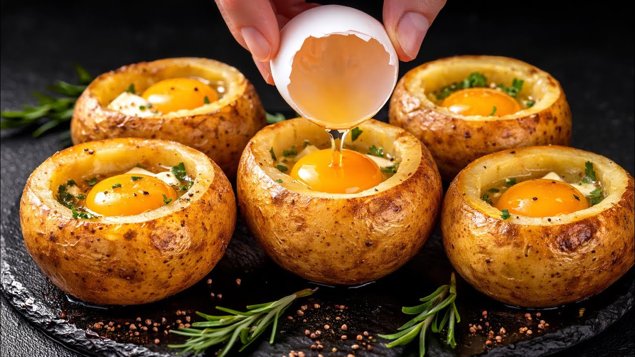 Habt ihr Kartoffeln und ein Ei? Das hat mir meine Mutter beigebracht! Gebackene Kartoffeln mit Ei!