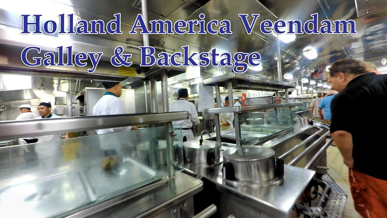 Cruise Ship Behind the Scenes on Holland America ms Veendam Kitchen Galley & Theater Backstage (4K)
