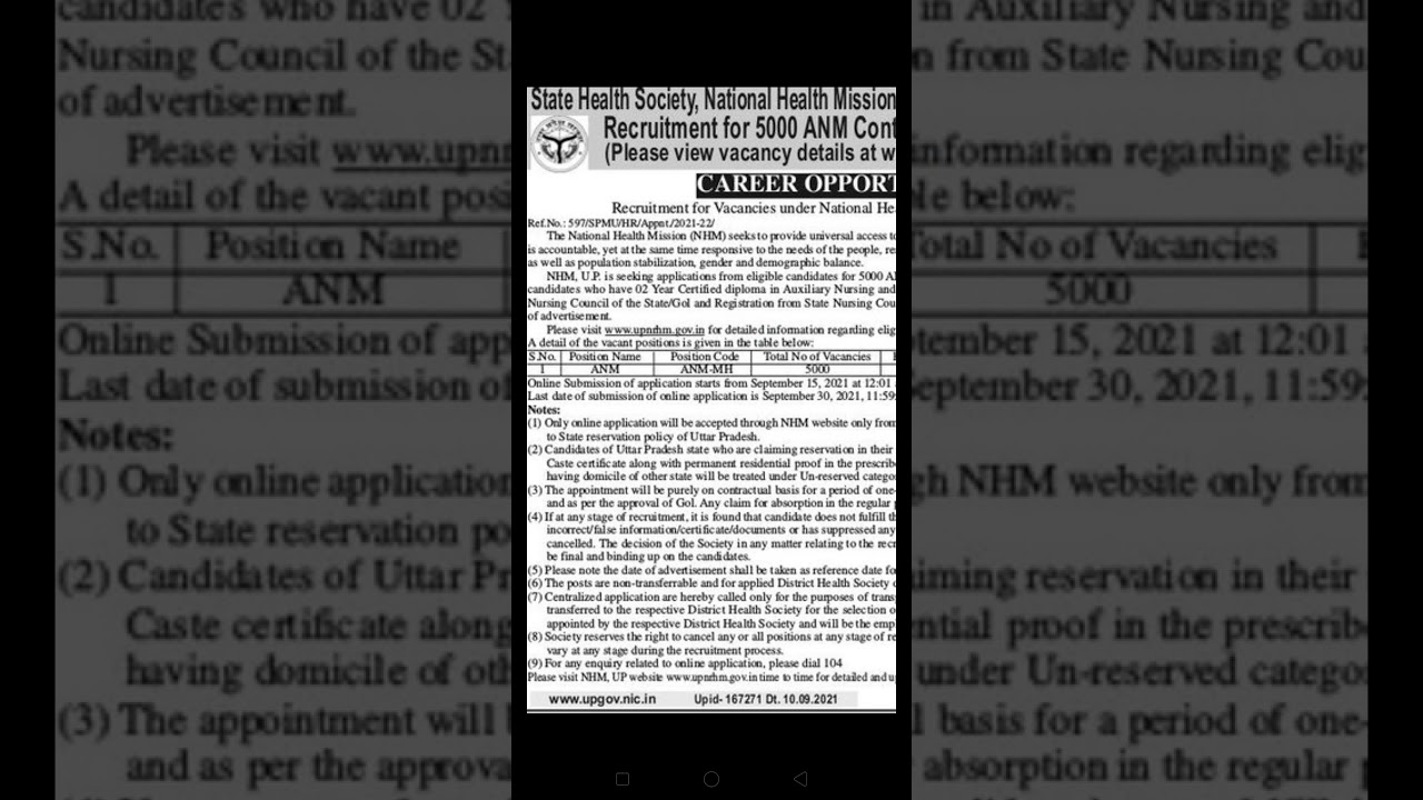 UP NHM ANM Bharti 2021 || up nhm 5000+ vacancy | UP nhm anm vacancy latest news