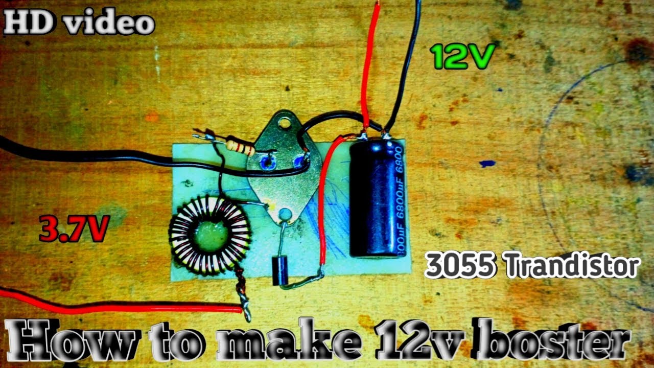 How to make 12v boster 2n3055 trandistor se 3.7v into 12v se 65v ka load#electrical 