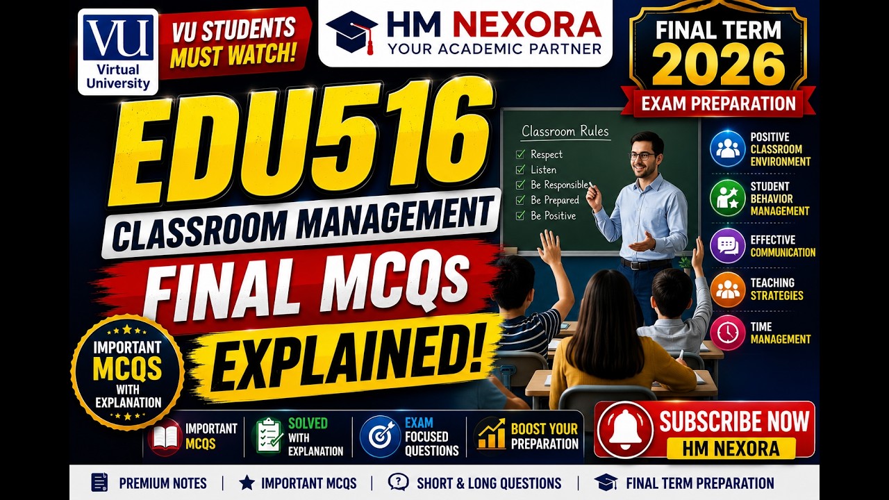 EDU516 Final MCQs Explained | Important MCQs for Final Term 2026 | VU Exam Preparation | HM Nexora