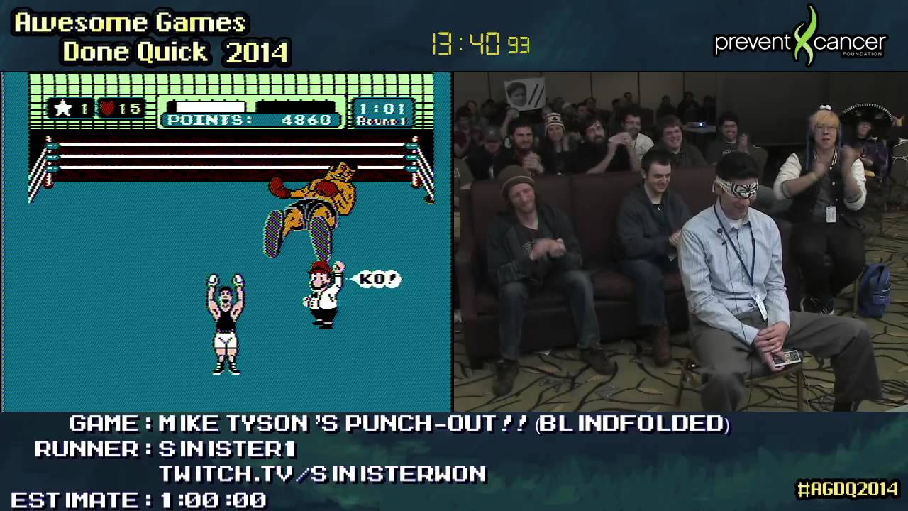 Mike Tyson's Punch-Out!! Blindfolded run Live by Sinister1 (0:38:00) [NES] #AGDQ 2014