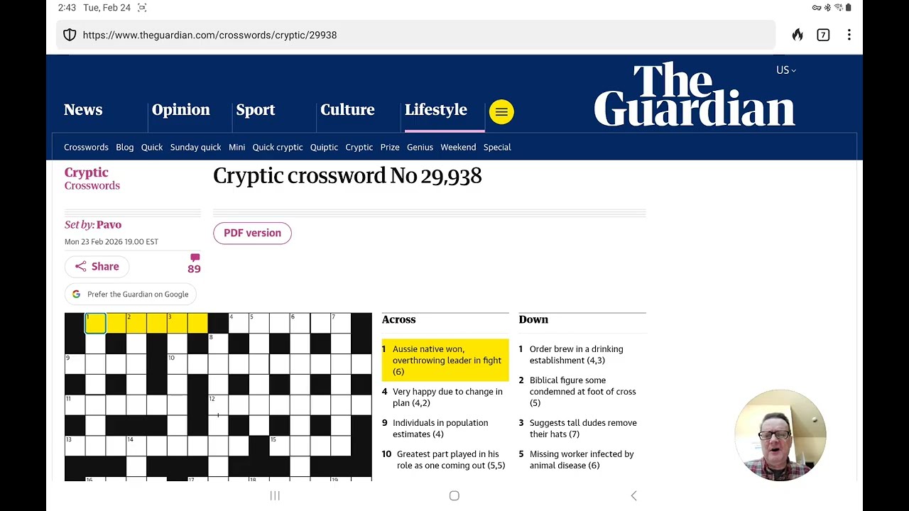 Guardian Cryptic Crossword (Tuesday, 24 February 2026)