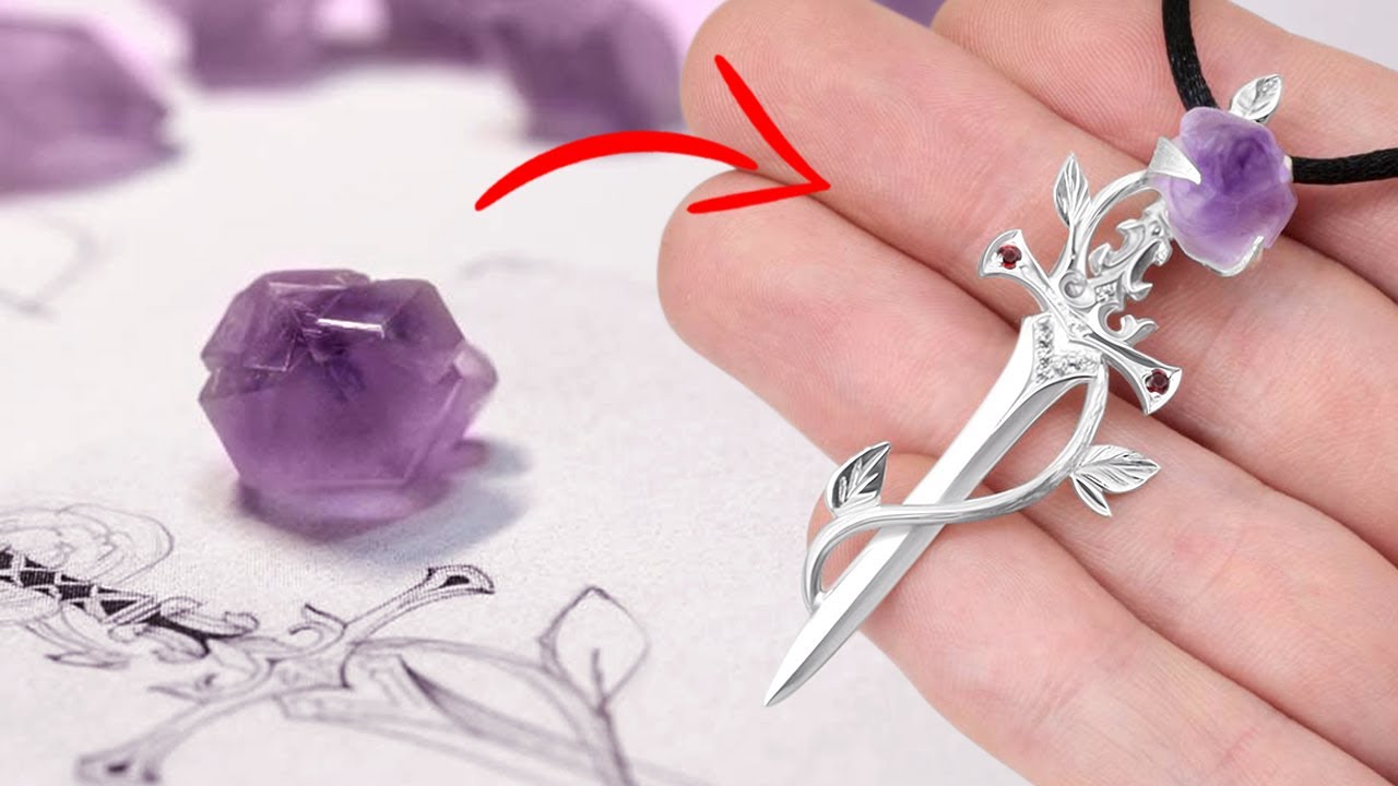 Turning Raw Amethyst Into Jewelry (Gem Cutting ASMR) - Jewelry Making