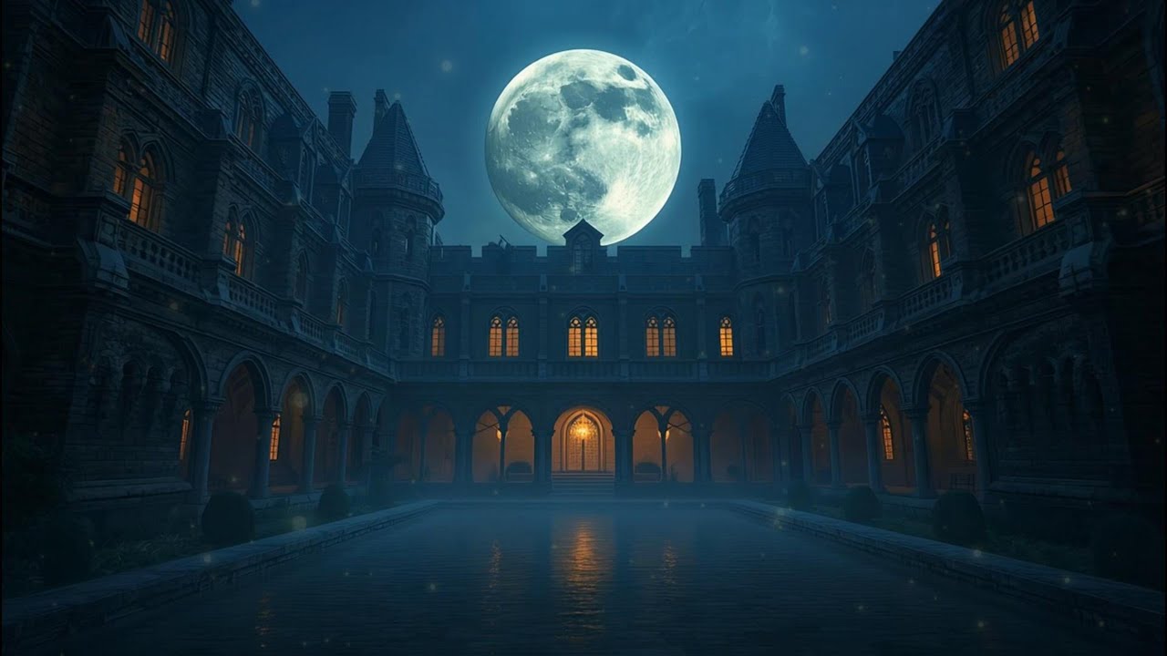 Dark Medieval Fantasy Sleep Music – Royal Castle Garden Under the Full Moon (Calm Night Air)