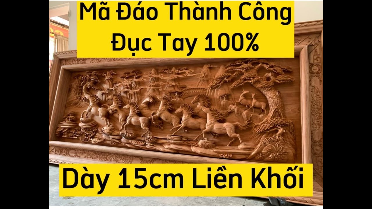 Mã Đáo Thành Công - tranh gỗ đục thủ công dày 15 cm