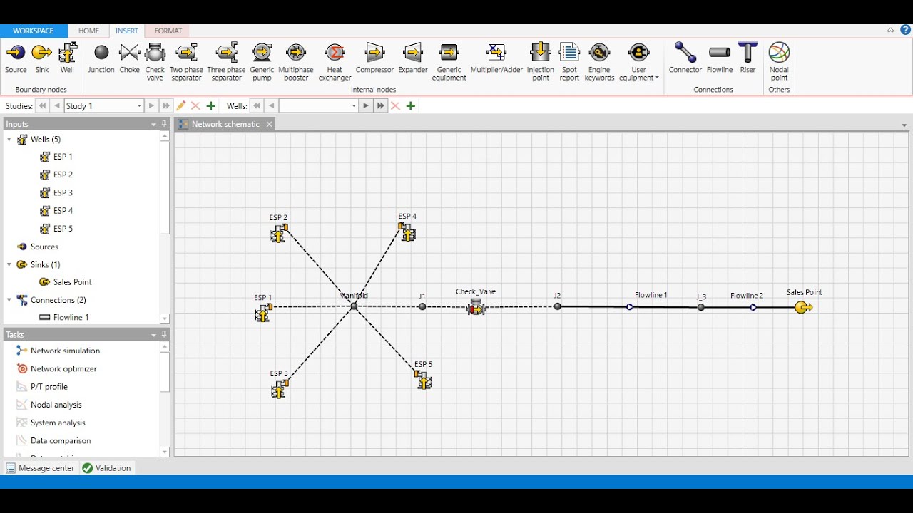 Pipesim Network 6: Моделирование сети ESP