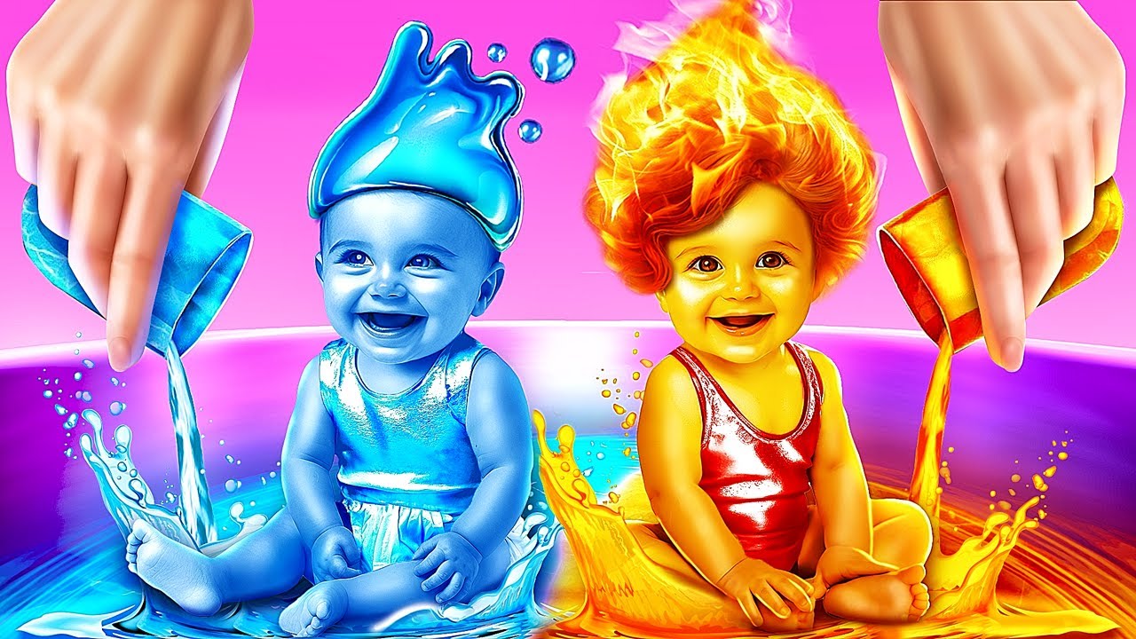 Dad vs Stepdad! Ember and Wade from Elemental in Real Life! Fire vs Water Parenting Hacks!