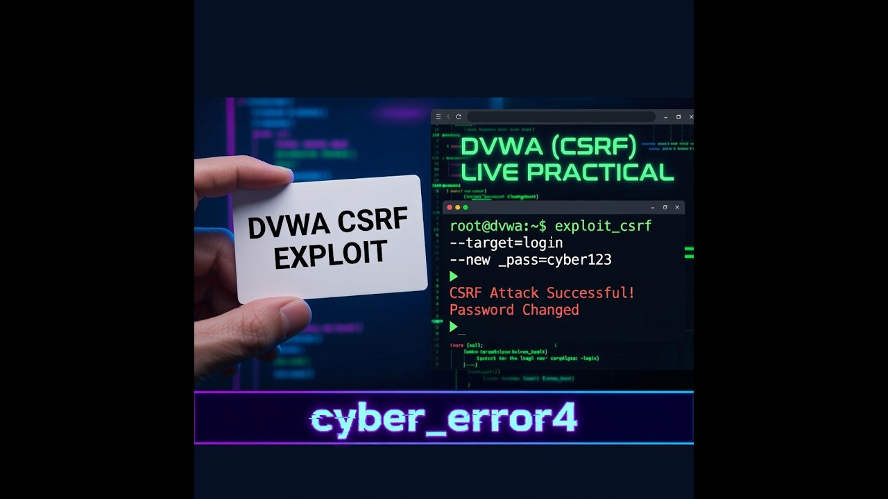 VWA CSRF Live Practical: Exploit, Demo & Prevention (Step-by-Step) | Cyber_Error4