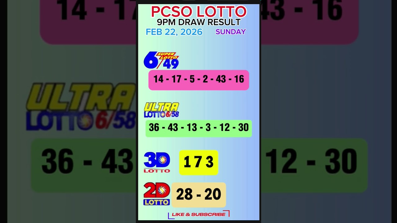PCSO 9pm Lotto result Feb 22, 2026 #2dlotto #3dlotto #649superlotto #658ultralotto #shorts