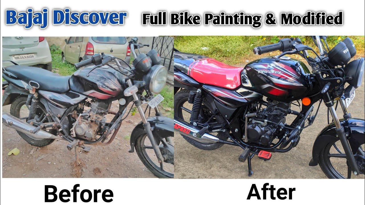 Bajaj Discover Full Bike Painting & Modified In Red ♥️ Black 🖤 Colour