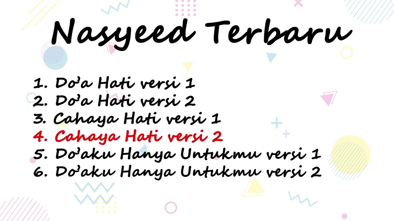 Daftar Nasyeed Terbaru Pujian Islami