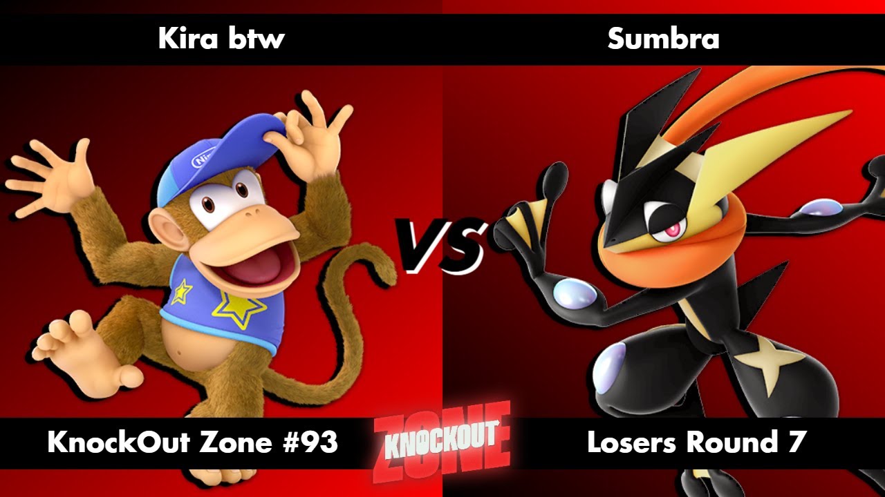 KnockOut Zone #93 - SSBU Losers Round 7 - Kira btw (Diddy Kong) vs Sumbra (Greninja)