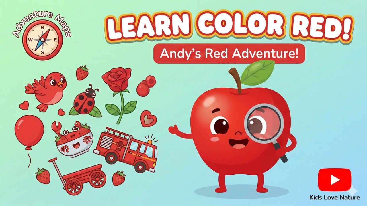 Learn the Color RED with Andy the Apple! 🍎 | Red Color Story for Toddlers and Preschoolers