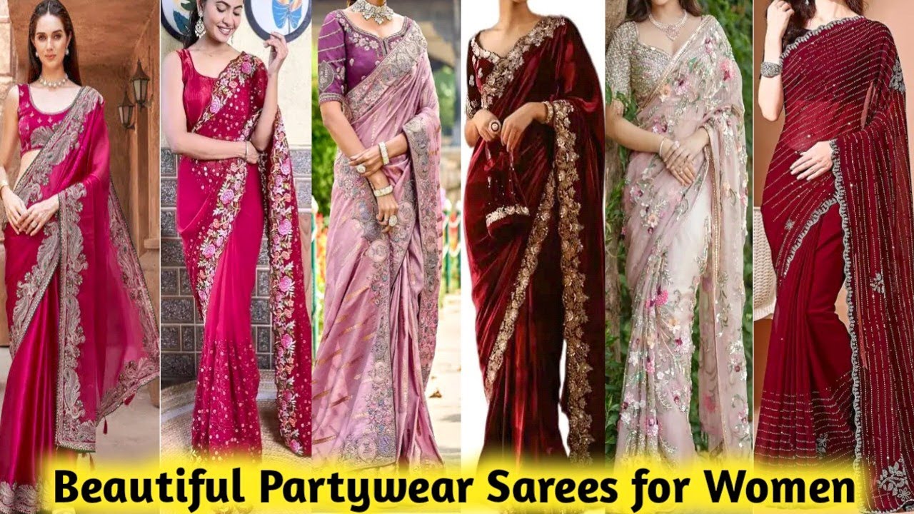 Beautiful Partywear Sarees for Wedding & Reception Function/Trending Sarees for Women#saree#trending
