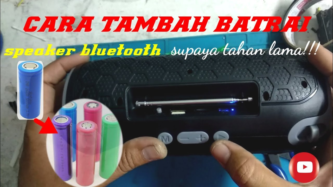 modifikasi speaker bluetooth,cara tambah batrai speaker bluetooth