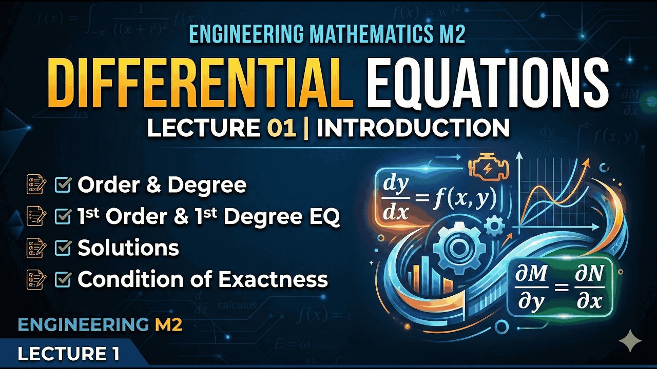 Differential Equations | Order, Degree & Exactness| Lecture 1| Engineering M2