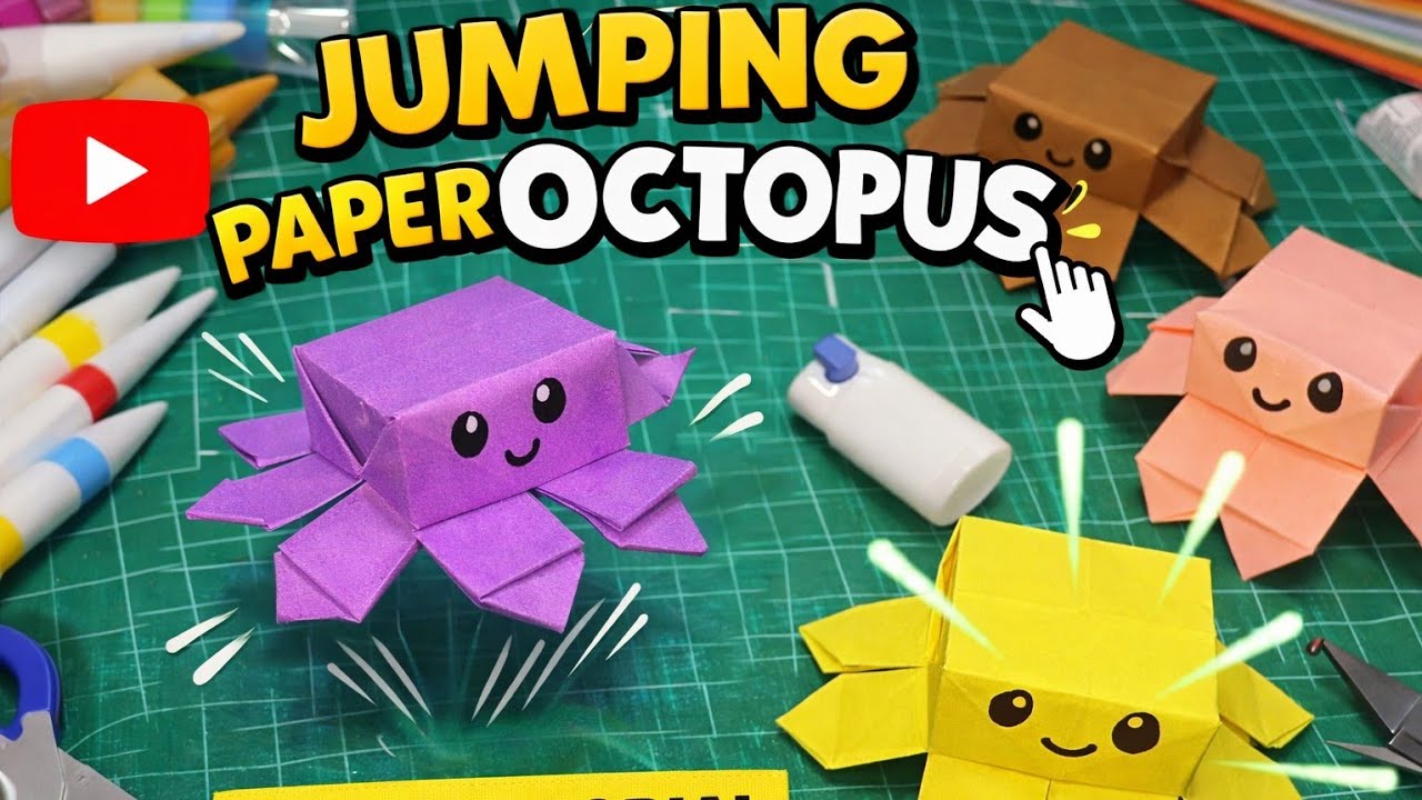 Amazing Paper Octopus That Jumps 😮 | Easy Diy Paper Craft Toy #creativecraft #origami #papertoy 