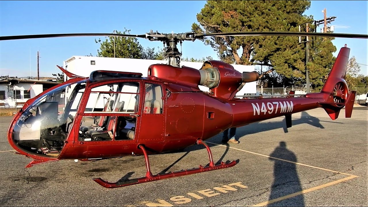 Flight in SA341 Gazelle Aerospatiale Helicopter Version built for the French Army Eurocopter N497MM