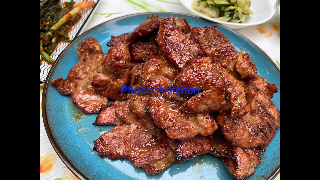 THỊT HEO NƯỚNG HÀN QUỐC - Hành lá chẻ trộn dầu giấm ăn kèm