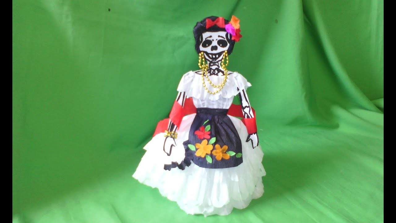 como vestir calavera  con papel crepe estilo VERACRUZ
