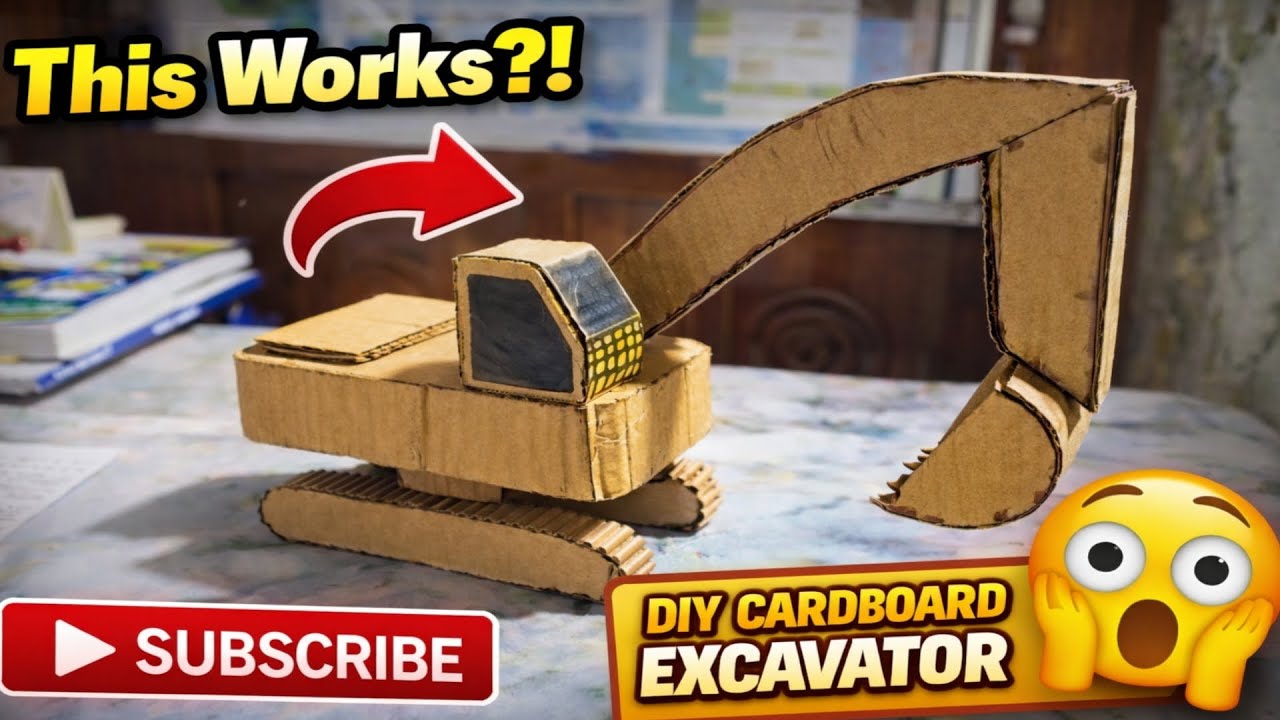 This Cardboard Excavator Actually WORKS?! 😱 | How to make DIY Cardboard Machine in Home #bgnashi 