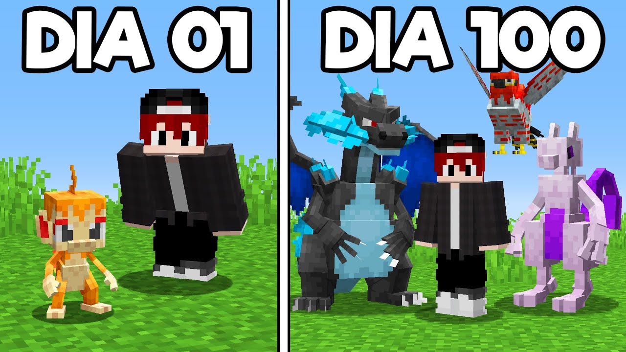 Sobrevivi 100 Dias no Minecraft Cobblemon