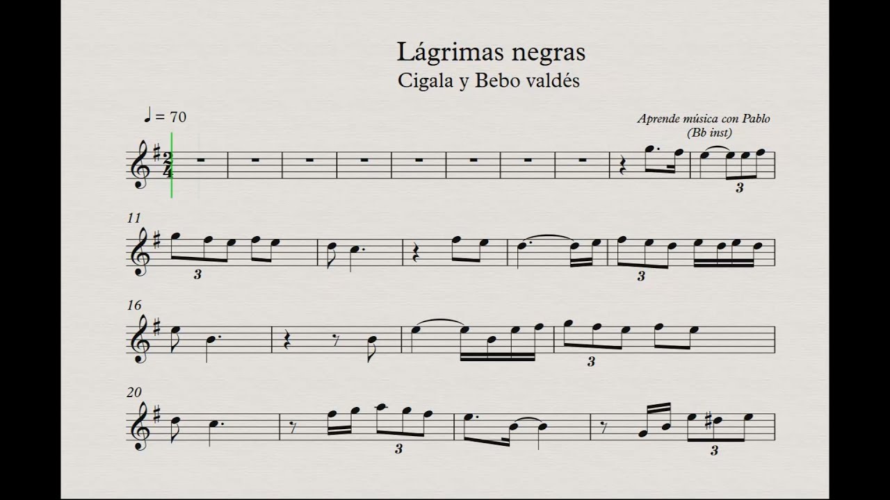 LÁGRIMAS NEGRAS: Bb inst (clarinete,trompeta,saxo sop/tenor)(partitura con playback)