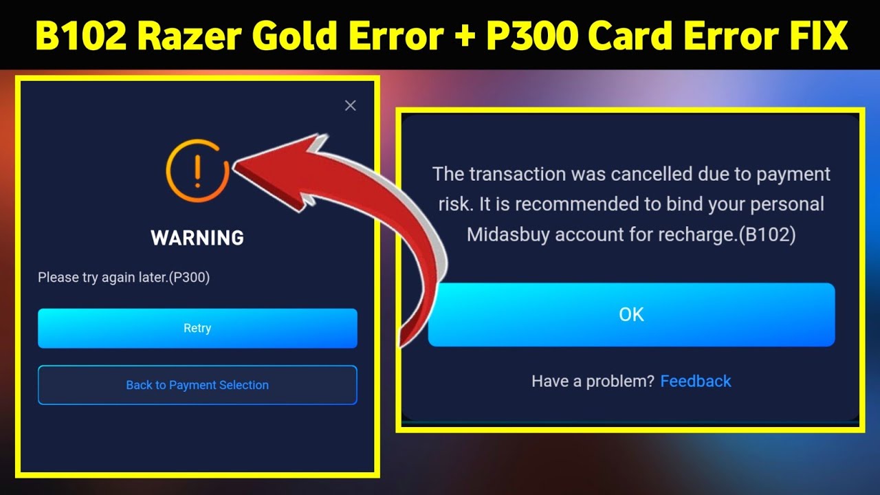 UC Buy Problem on Midasbuy ❌ | B102 Razer Gold Error + P300 Card Error FIX