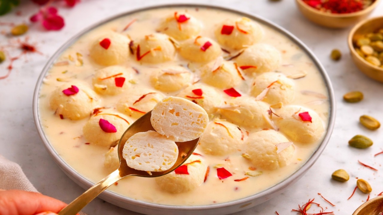 मुँह में घुल जाने वाली Creamy Rasmalai 😍 | Melt in Mouth Rasmalai Roshmalai Halwai Recipe #rasmalai