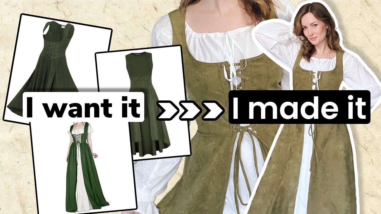 Making my DREAM fantasy overdress from thrifted curtains 🌿🧝🏼‍♀️