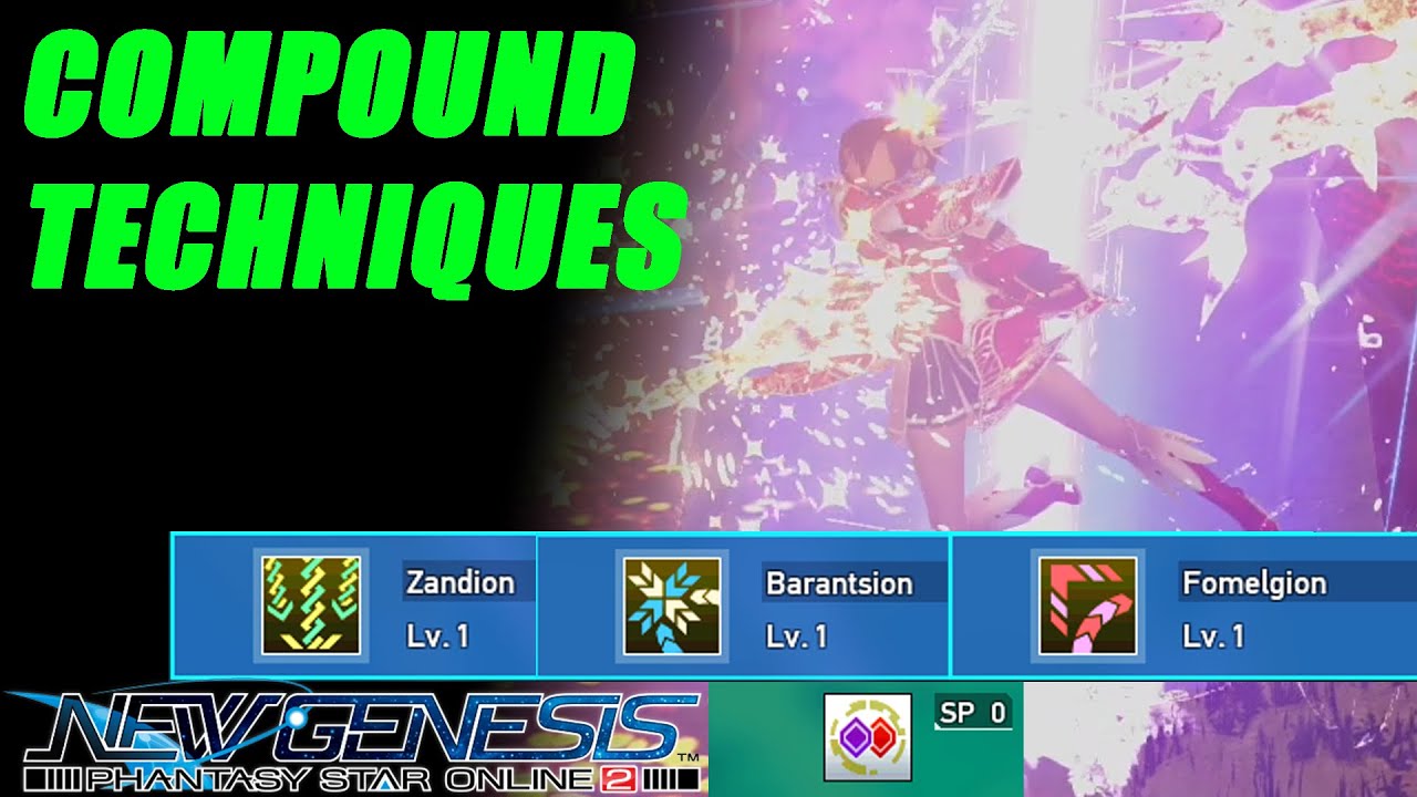 PSO2:NGS Force / Techter new Compound Techs (I accidentally made a montage instead of test vod LOL )