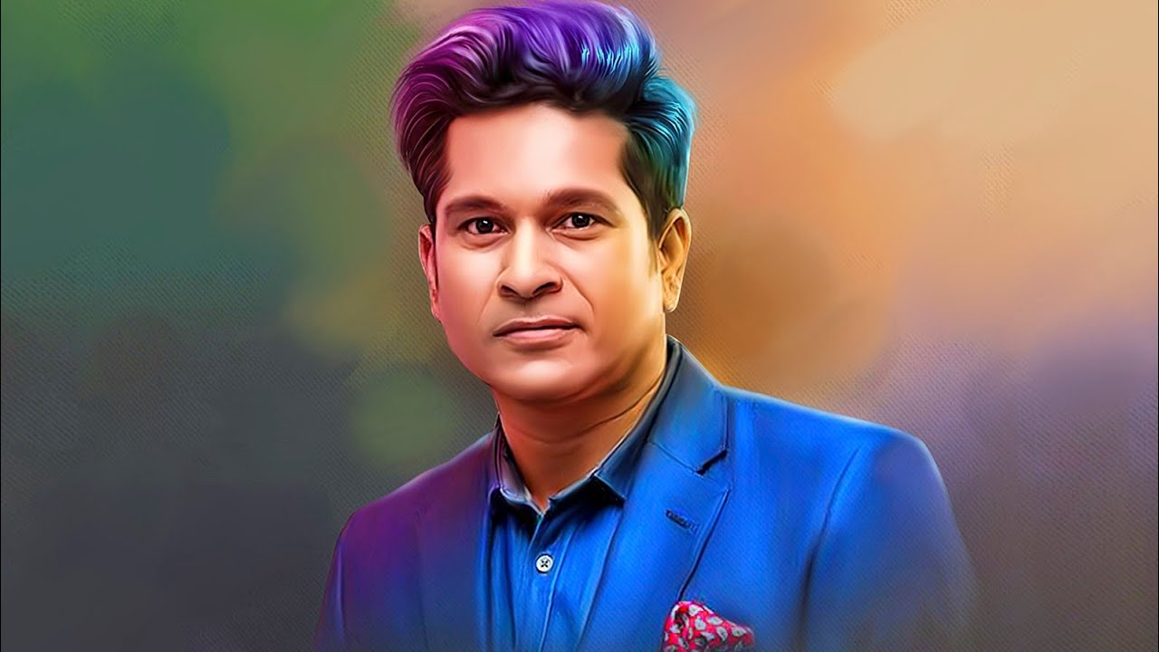 Sachin Tendulkar  colourful smudge painting tutorial