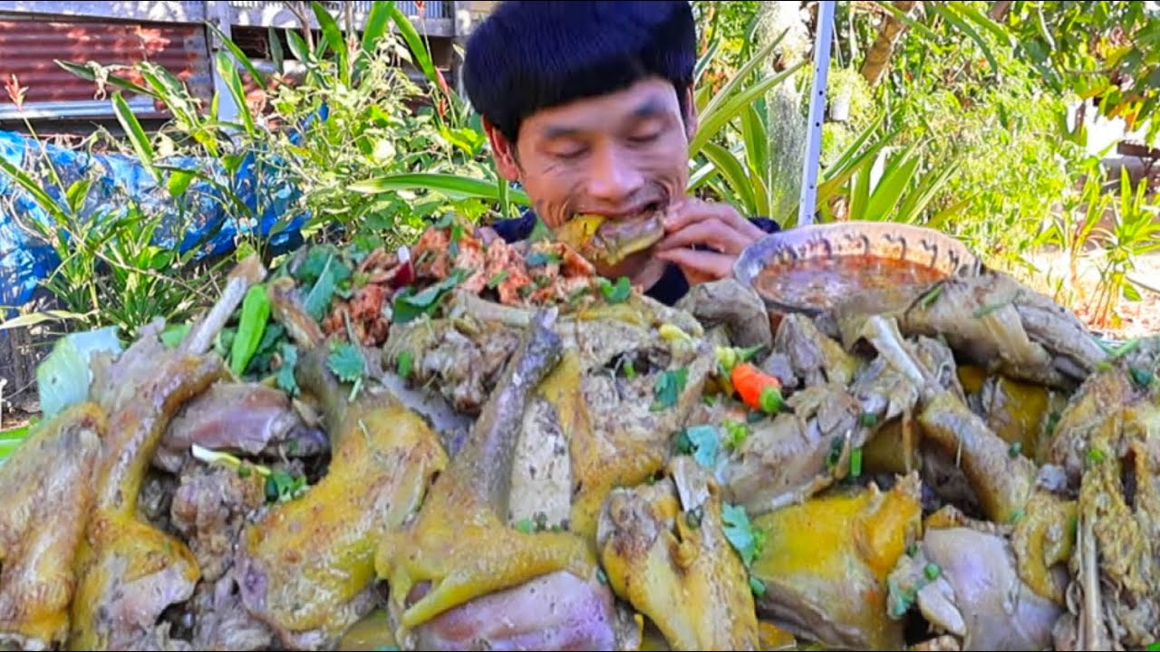 ลาบไก่บ้านแกล้มลูดโดดผักสดแซ่บคักอีหลีครับพี่น้องMUKBANG EATING SHOW/โก้อีสานพาแดก