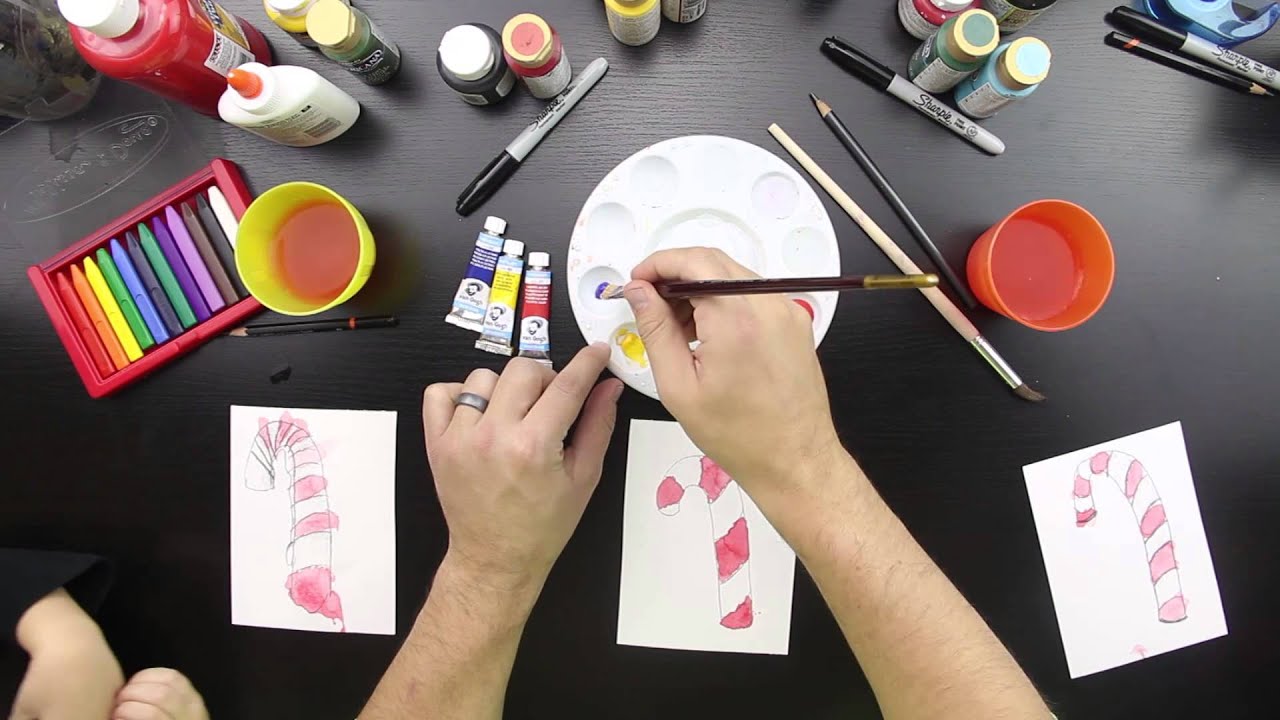 How To Draw A Candy Cane With Watercolor