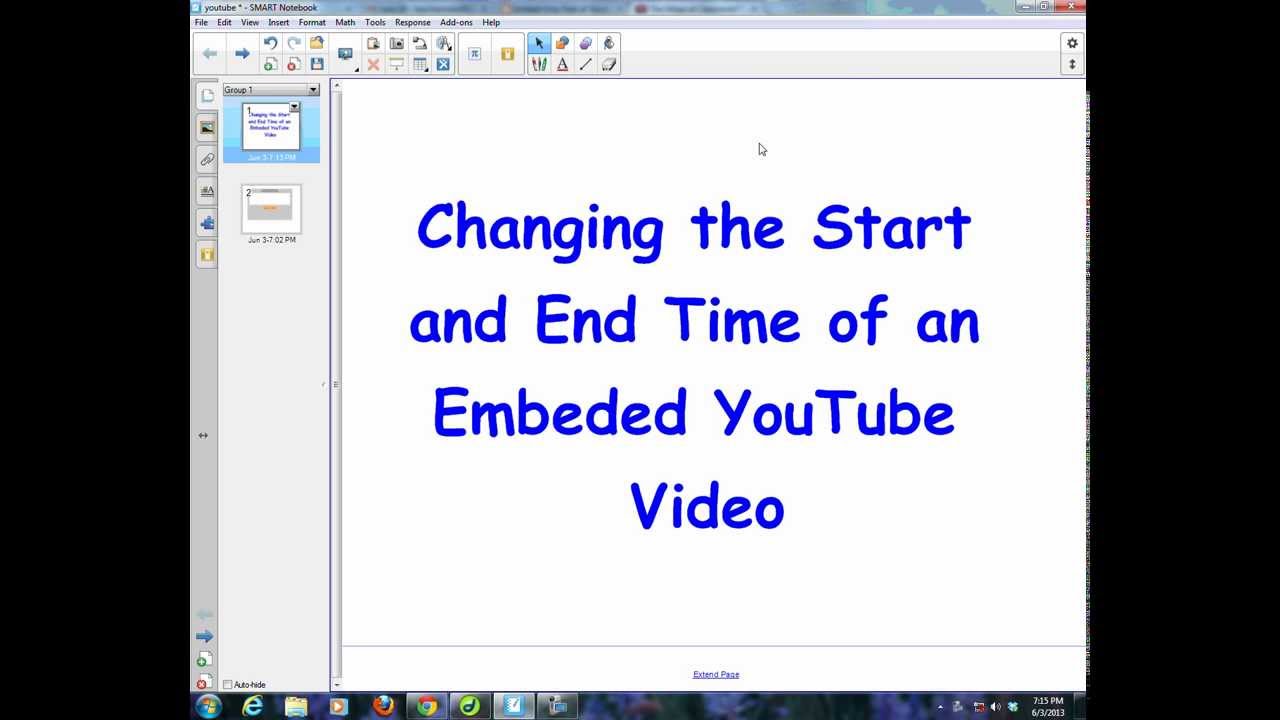 Changing the start and end time of an embedded YouTube video