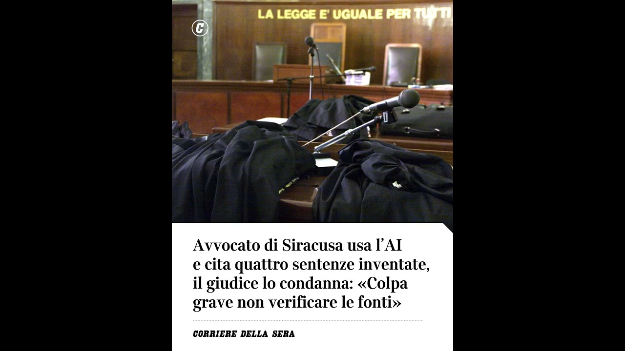 Avvocato di Siracusa usa l’AI e cita quattro sentenze inventate, il giudice lo condanna #shorts