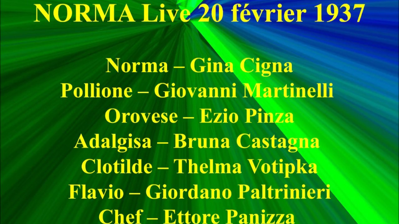 NORMA Live 20 février 1937  part 1 Gina Cigna - Giovanni Martinelli  - Ezio Pinza - Bruna Castagna