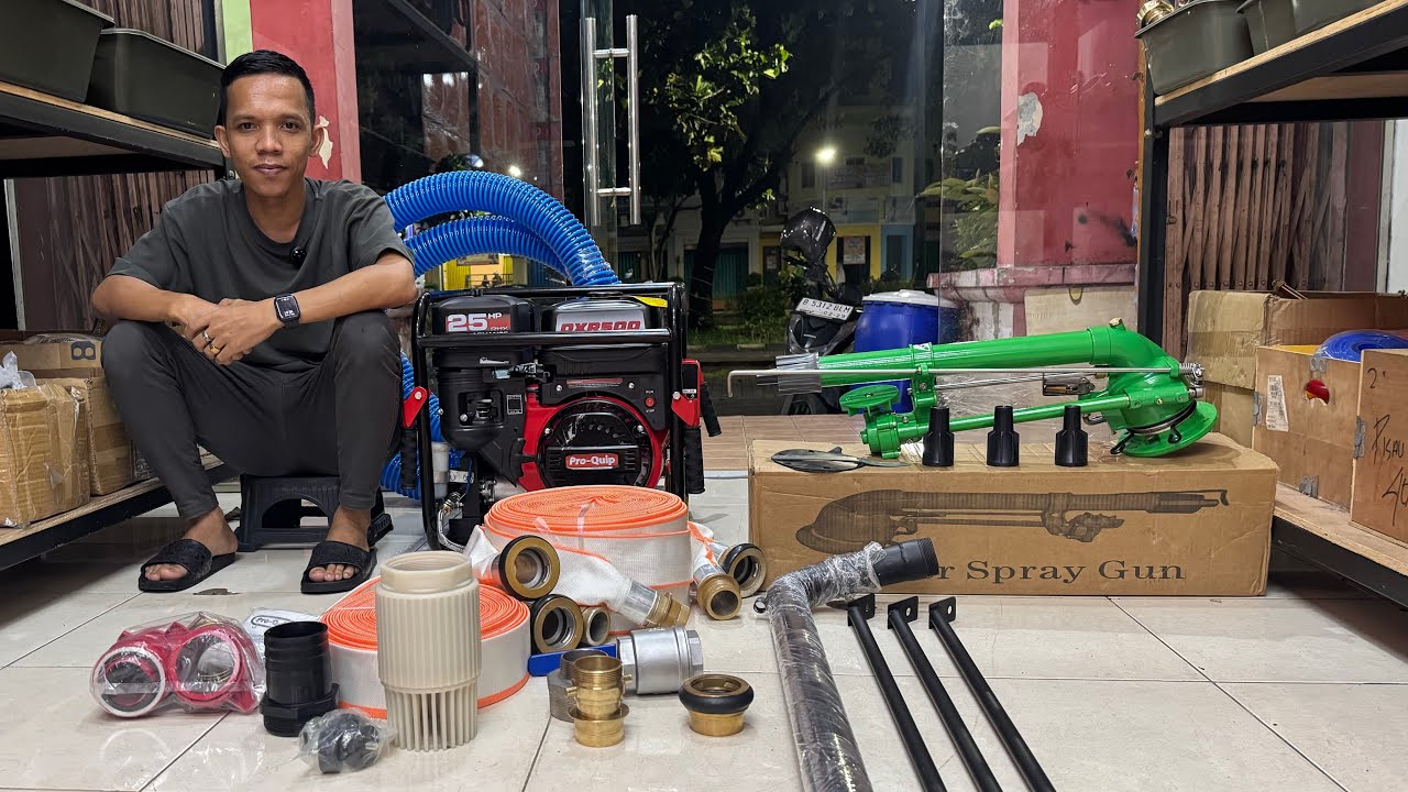 Berangkat Paket Sprinkler Jet-45 Komplit Pompa 25 HP Elektrik Stater #tutorial #bandung