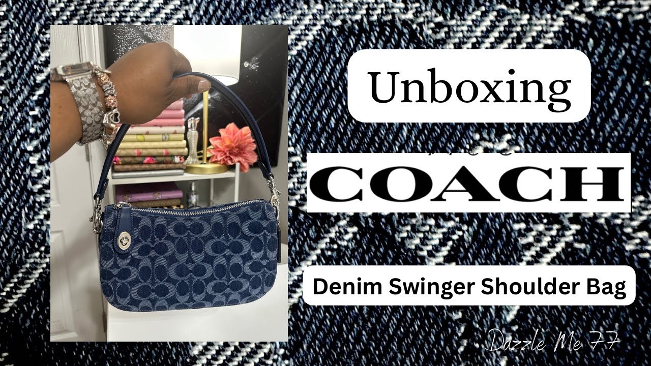 Unboxing: COACH Denim Swinger Shoulder Bag💙 Quick what fits💘