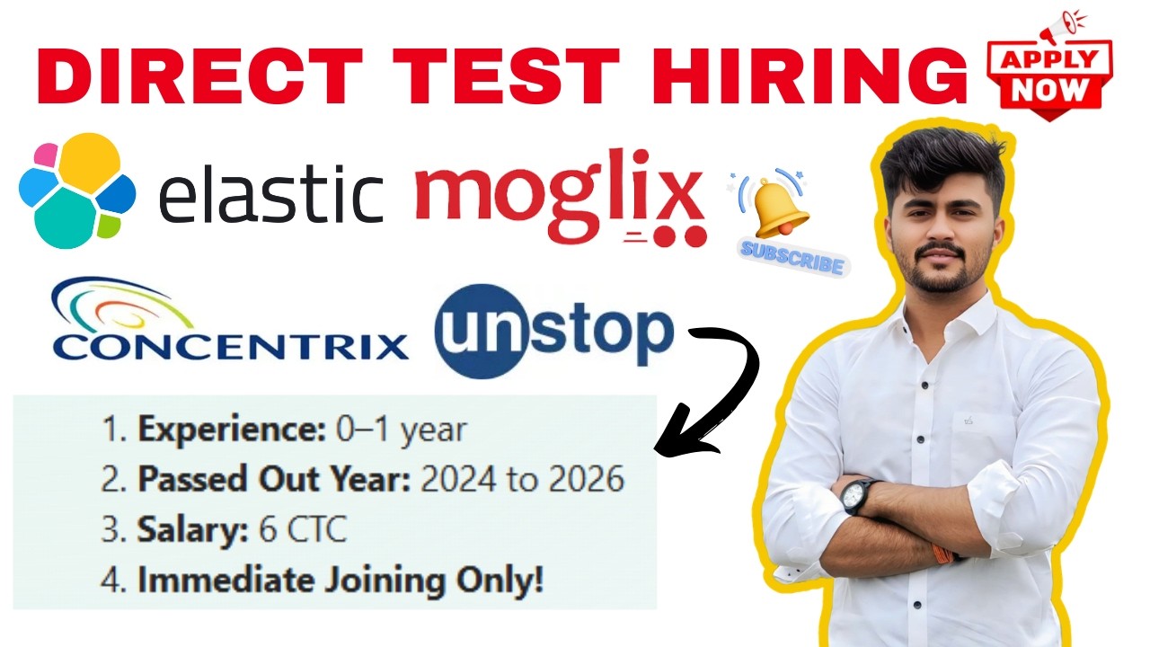 Direct Test Hiring 🔥 Elastic, Moglix, Concentrix | 6 LPA Salary #jithire #freshersjobs #batch2026