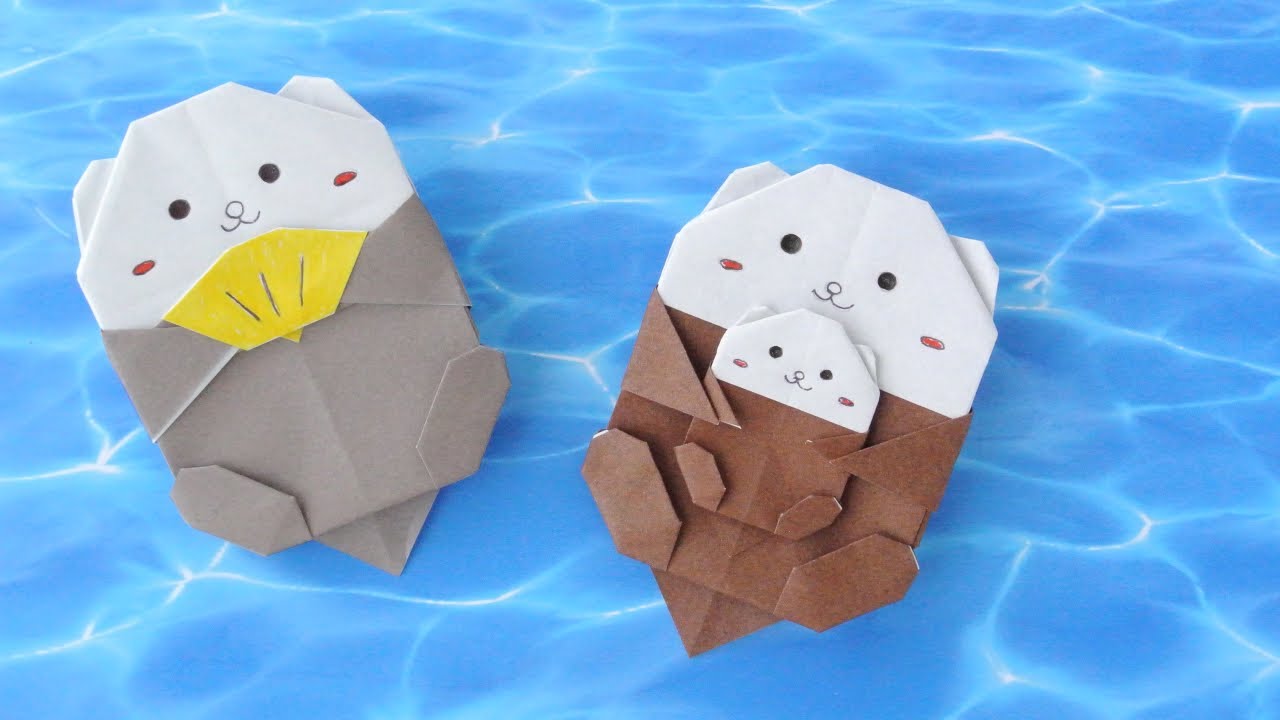 【折り紙】ラッコの作り方(貝付きラッコとラッコの親子) [Origami]Sea Otter instructions