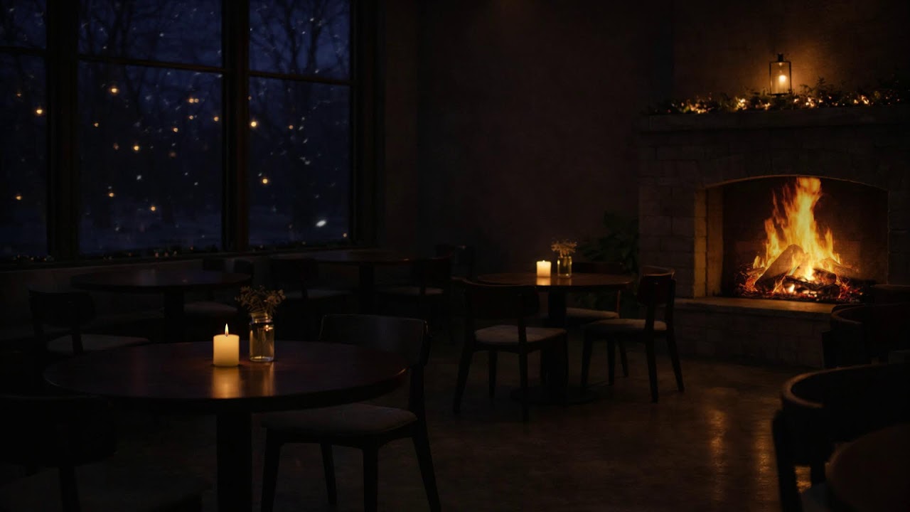 Silent Winter Night Cafe  — Fireplace & Snowfall for Deep Focus & Relaxation