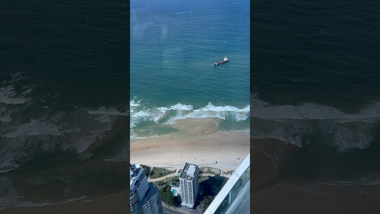 A New Beach Sand Emerges in Surfers Paradise Dredging Barge Standing By 