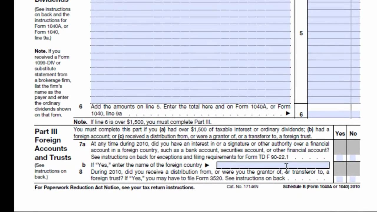 Schedule B (Form 1040) Foreign