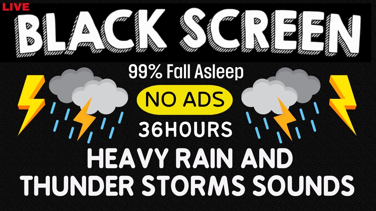 🔴 Heavy Rain and Thunder Sounds for Sleeping - Black Screen | Melt Away Stress & Sleep Better