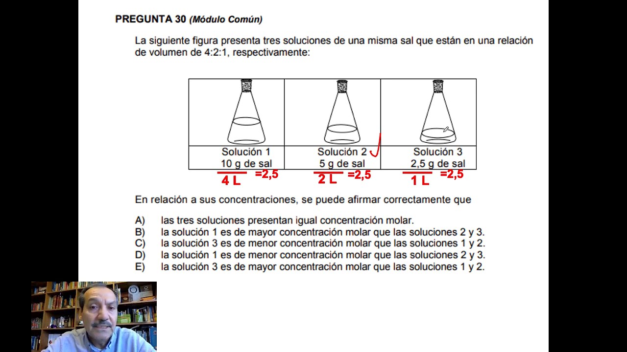 QUÍMICA - Resolución preguntas oficiales Demre - Molaridad