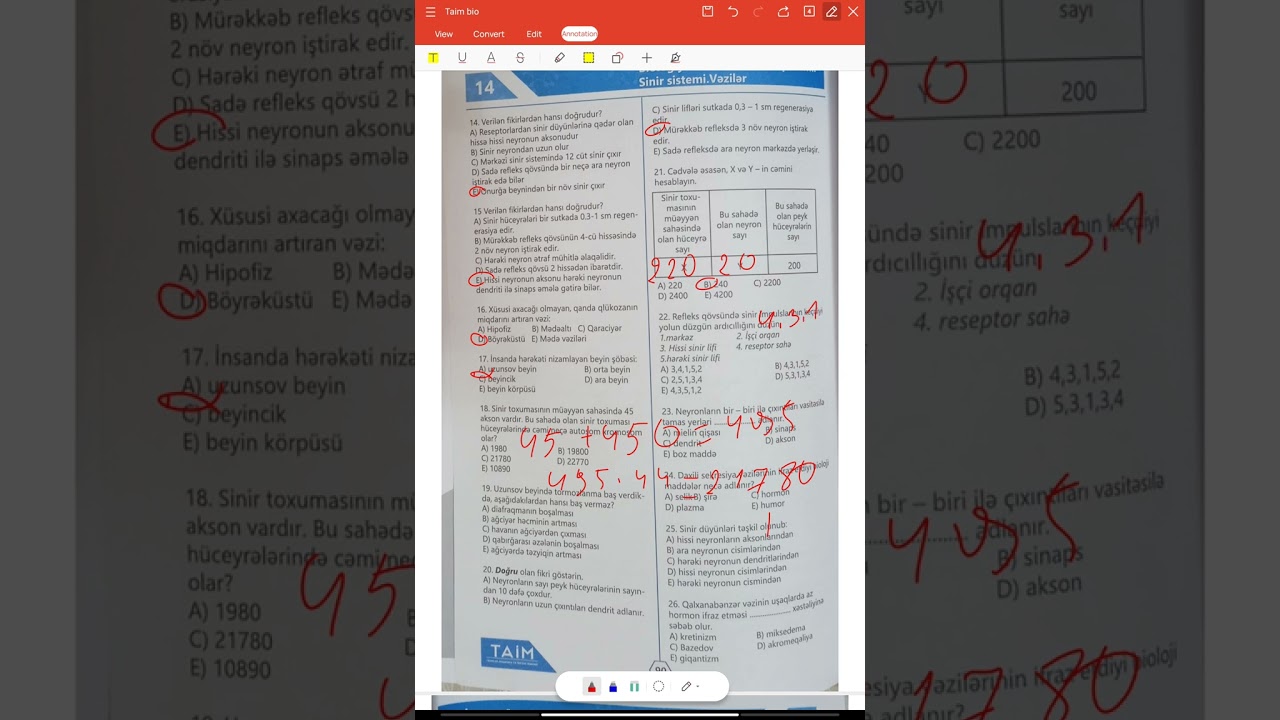 TAİM test bankı.İnsan. Sinir sistemi və Vəzilər.test izahı (1-66)