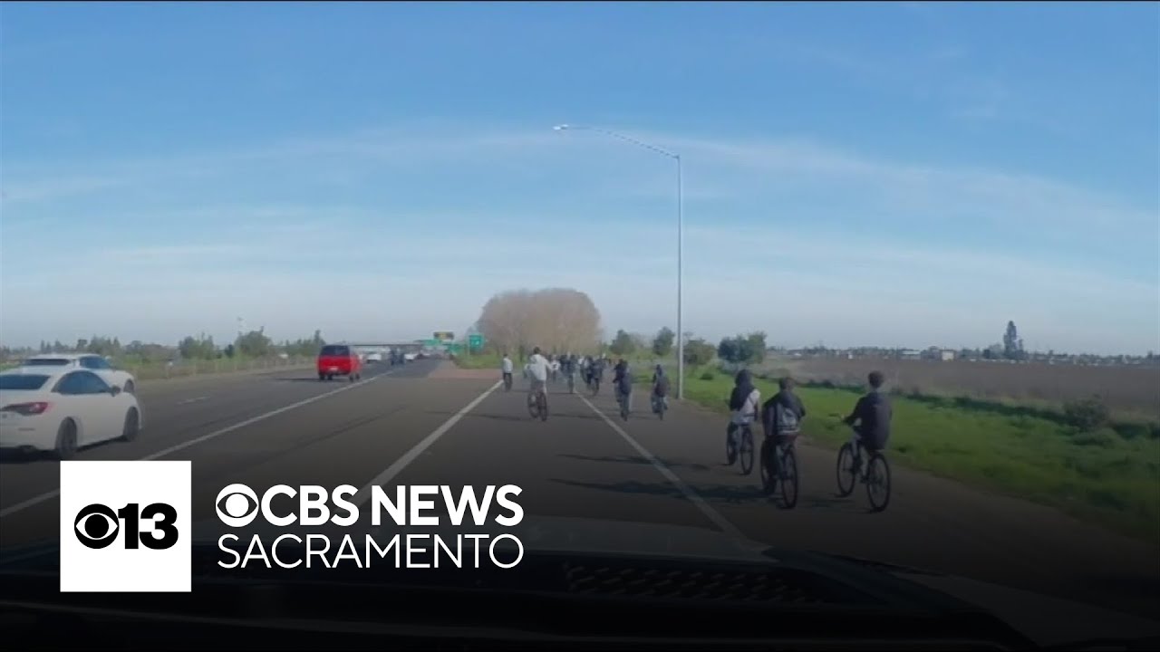 Dash cam video captures group of teens riding bikes on Manteca freeway