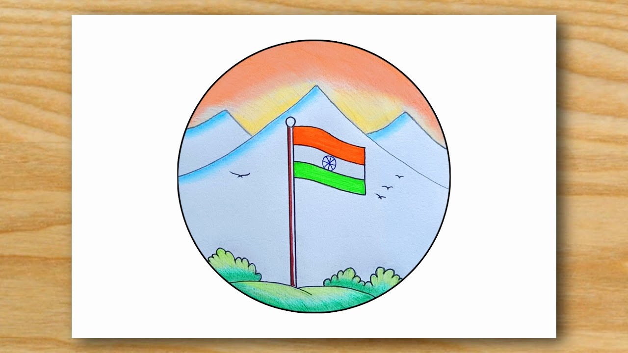 Indian Flag Drawing || Republic Day Drawing || Circle Drawing.